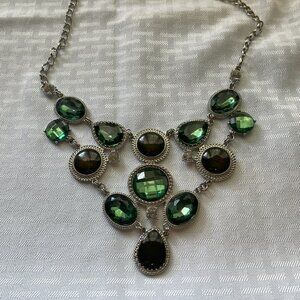 Ashley Stweart Silver & Pine Grove Necklace with 18 Stones, 23" chain